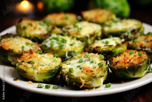 Parmesan cheese crusted brussels sprouts appetizer snack