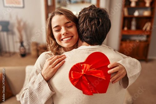 Valentine's Day. Couple in love at home. photo