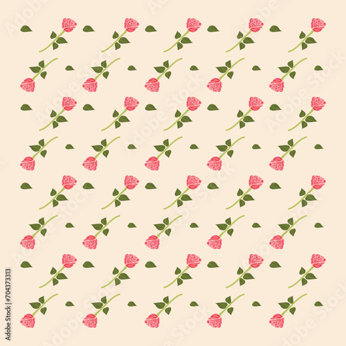 Seamless pattern with rose silhouettes. Vintage flowers
