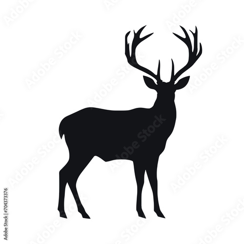 Schwarz-weiße Illustration eines Hirsches mit großem Geweih vektor
