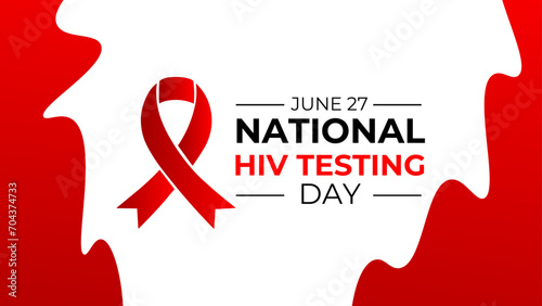 national hiv testing day design template for celebration. hiv testing day. red ribbon for hiv design. ribbon vector design. suit for banner, cover, card, flyer, brochure, website. Vector illustration.