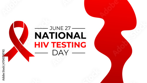national hiv testing day design template for celebration. hiv testing day. red ribbon for hiv design. ribbon vector design. suit for banner, cover, card, flyer, brochure, website. Vector illustration.