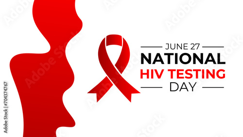 national hiv testing day design template for celebration. hiv testing day. red ribbon for hiv design. ribbon vector design. suit for banner, cover, card, flyer, brochure, website. Vector illustration.