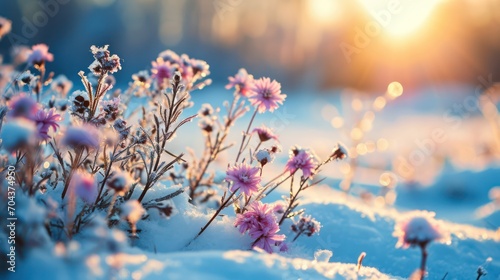Winter is transformed into a scene of beauty and romance with the presence of colorful, serene flowers.
 photo