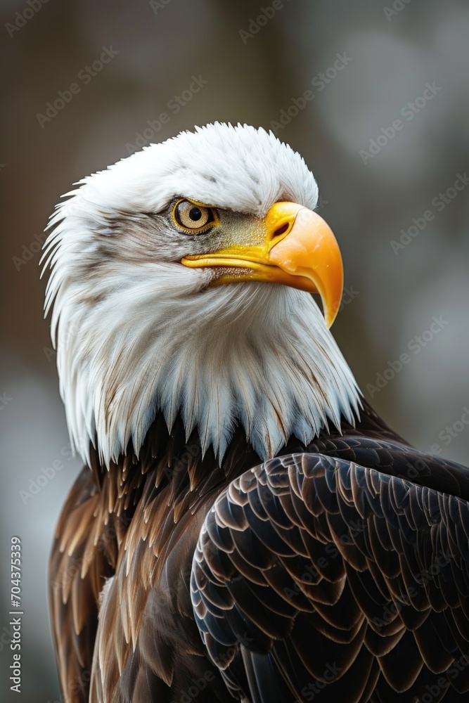 Obraz premium Close up of an American Bald Eagle with black background