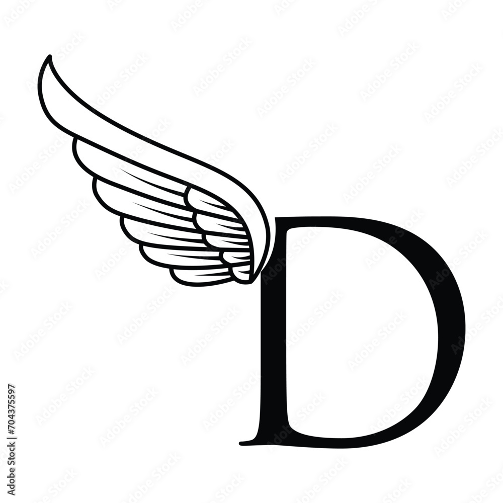 D initial with wing logo vector on trendy design D initial with wing logo vector on trendy design