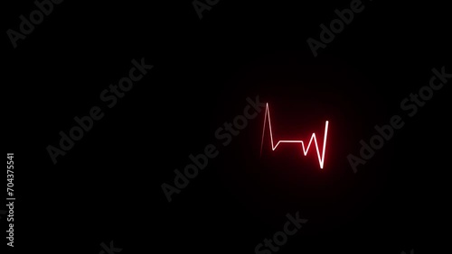 Glowing effect, ECG monitor shows the Cardiogram curve. Shows Pulse measuring curve.