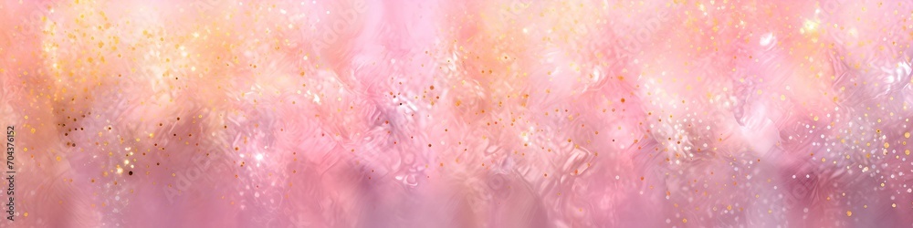 Abstract pink banner with a close up view of a shiny and brilliant gold dust. Texture for project, beauty background