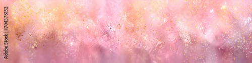 Abstract pink banner with a close up view of a shiny and brilliant gold dust. Texture for project, beauty background photo