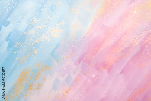 Abstract background with a close up view of a pearl pink, gold and pearl blue texture for project, beauty background with pastel color texture. Flat lay photo