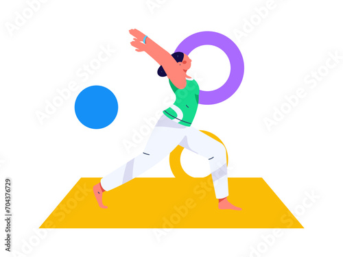 Practicing yoga, physical and mental health, flat vector character concept, operation hand drawn illustration
