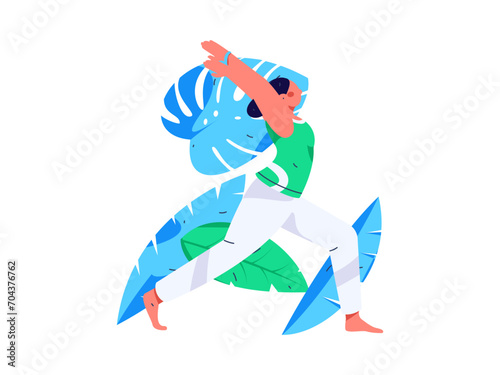 Practicing yoga, physical and mental health, flat vector character concept, operation hand drawn illustration
