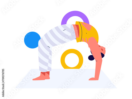 Practicing yoga, physical and mental health, flat vector character concept, operation hand drawn illustration
