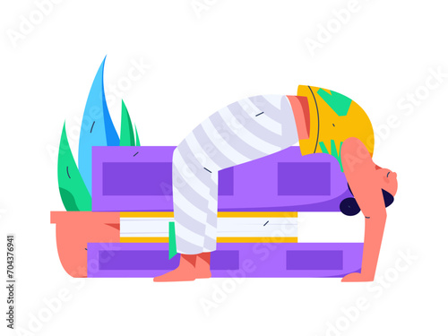 Practicing yoga, physical and mental health, flat vector character concept, operation hand drawn illustration
