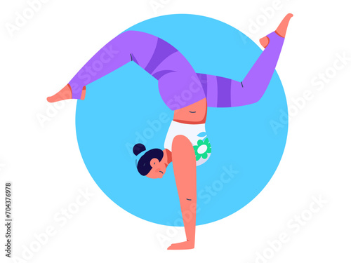 Practicing yoga, physical and mental health, flat vector character concept, operation hand drawn illustration
