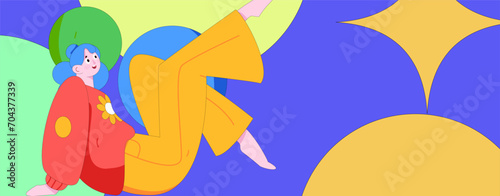 Practicing yoga, physical and mental health, flat vector character concept, operation hand drawn illustration
