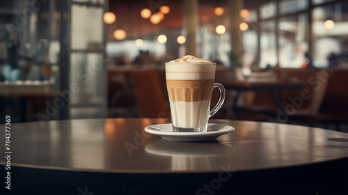 coffee drink in cafeteria with blurred background and lights