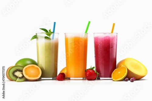 summer fresh juice collection isolated on white background. generative ai