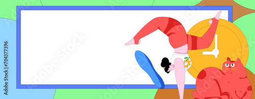Practicing yoga, physical and mental health, flat vector character concept, operation hand drawn illustration
