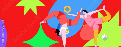 Practicing yoga, physical and mental health, flat vector character concept, operation hand drawn illustration
