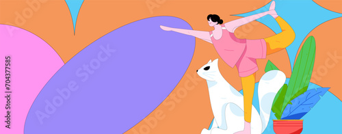 Practicing yoga, physical and mental health, flat vector character concept, operation hand drawn illustration
