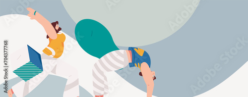 Practicing yoga, physical and mental health, flat vector character concept, operation hand drawn illustration
