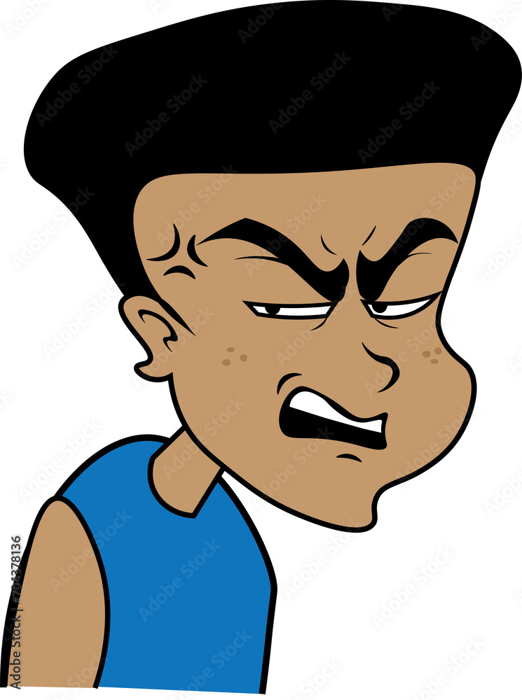 Obraz premium Annoyed Expression of Man Person Cartoon Character