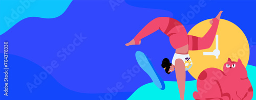 Practicing yoga, physical and mental health, flat vector character concept, operation hand drawn illustration 