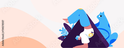 Practicing yoga, physical and mental health, flat vector character concept, operation hand drawn illustration
