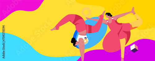 Practicing yoga, physical and mental health, flat vector character concept, operation hand drawn illustration

