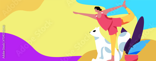 Practicing yoga, physical and mental health, flat vector character concept, operation hand drawn illustration
