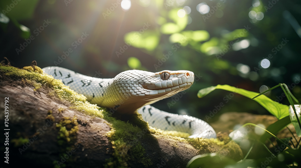 Obraz premium close up white snake in the forest