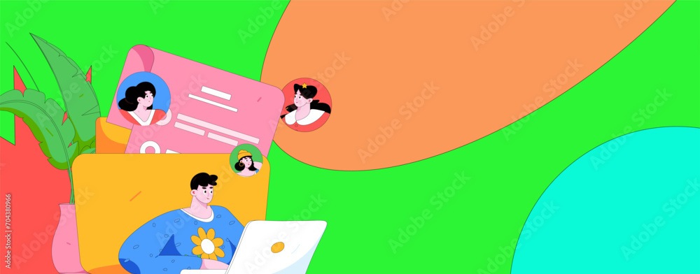 Obraz premium Personnel doing job interview flat vector concept operation hand drawn illustration 