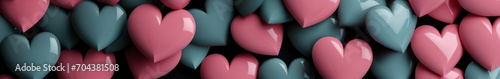 Hearts pink on a black background. Valentine'sDay background banner photo