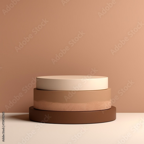 minimal pedestal podium display with brown foundation cream, stage showcase for beauty and cosmetics product, 3d illustration  © PNG