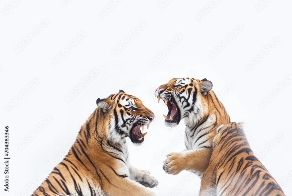 Obraz premium tiger fight with tiger isolated on white background. generative ai
