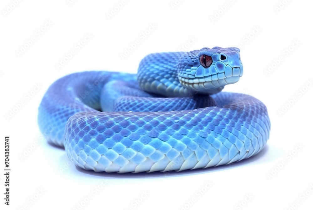Fototapeta premium blue viper snake isolated on white background. generative ai