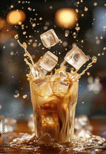 A drink with ice cubes
