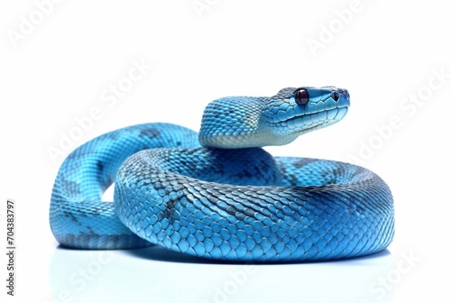 blue viper snake isolated on white background. generative ai photo