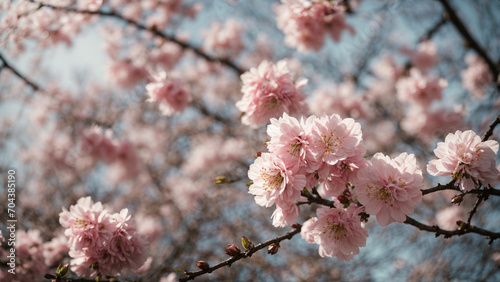 a photo that captures the subtle signs of spring, such as buds on trees, emerging leaves, or a gentle breeze rustling through blossoming branches