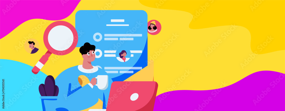 Fototapeta premium Personnel doing job interview flat vector concept operation hand drawn illustration 