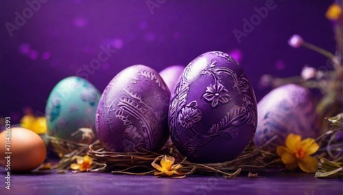 _Beautiful_easter_eggs_on_violet_background