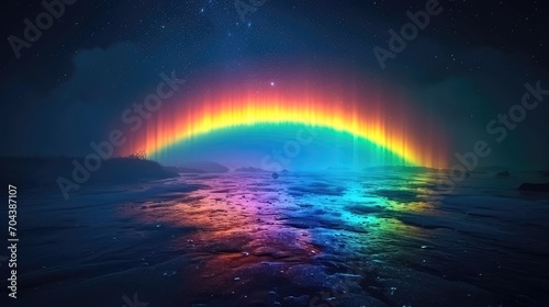 Vibrant Rainbow Illuminates the Night Sky. A Mesmerizing Spectacle  © Alexander Beker