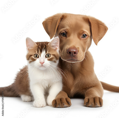 Dog and Cat Sitting Together, A Heartwarming Image of Two Beloved Pets