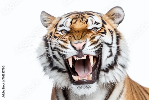 roaring tiger isolated on white background. generative ai © LivroomStudio