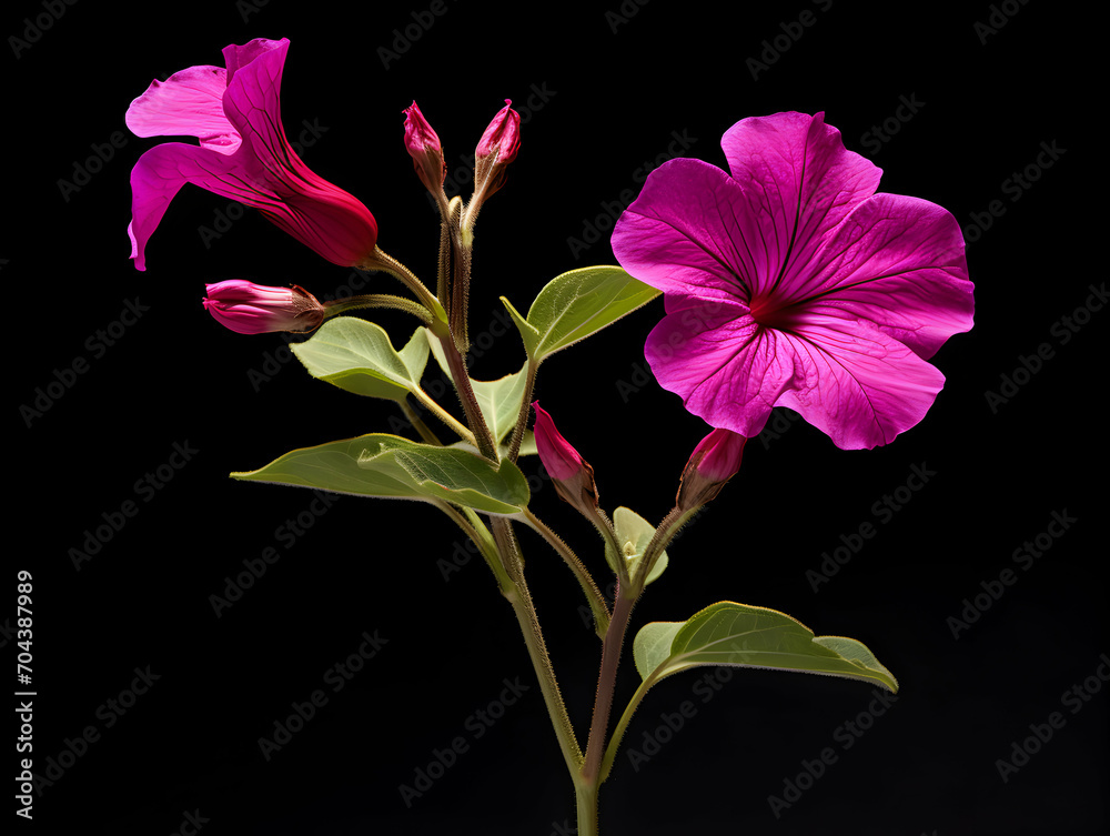 Fototapeta premium Mirabilis Jalapa flower in studio background, single Mirabilis Jalapa flower, Beautiful flower images