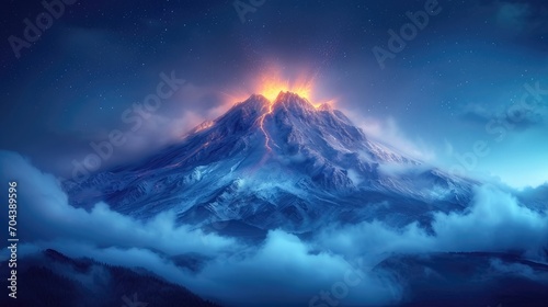 Volcanic Erosion Unveiled in the Night Sky. A Captivating Natural Display
