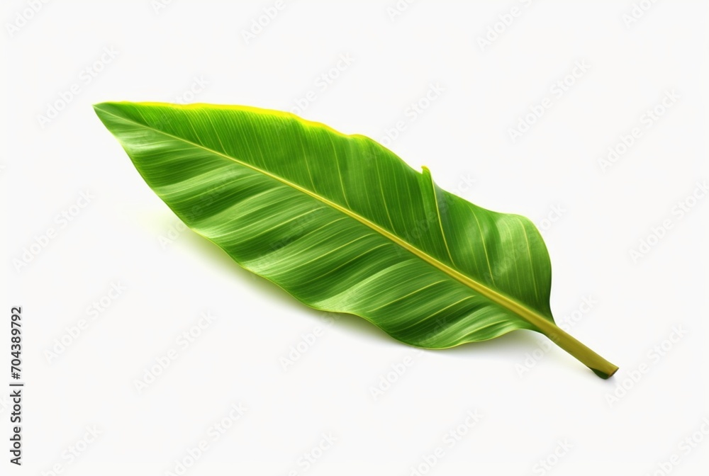 Obraz premium fresh banana leaves isolated on white background. generative ai