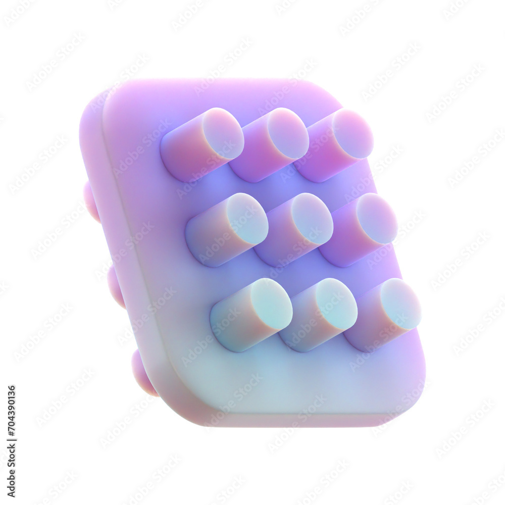 3d gradient geometric abstract tile with cylinders attach shape for your design on an isolated background. 3d rendering icon. 3d gradient geometric abstract tile with cylinders attach shape for your design on an isolated background. 3d rendering icon.
