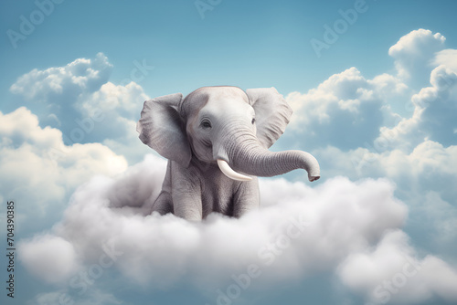 An elephant sitting on the clouds